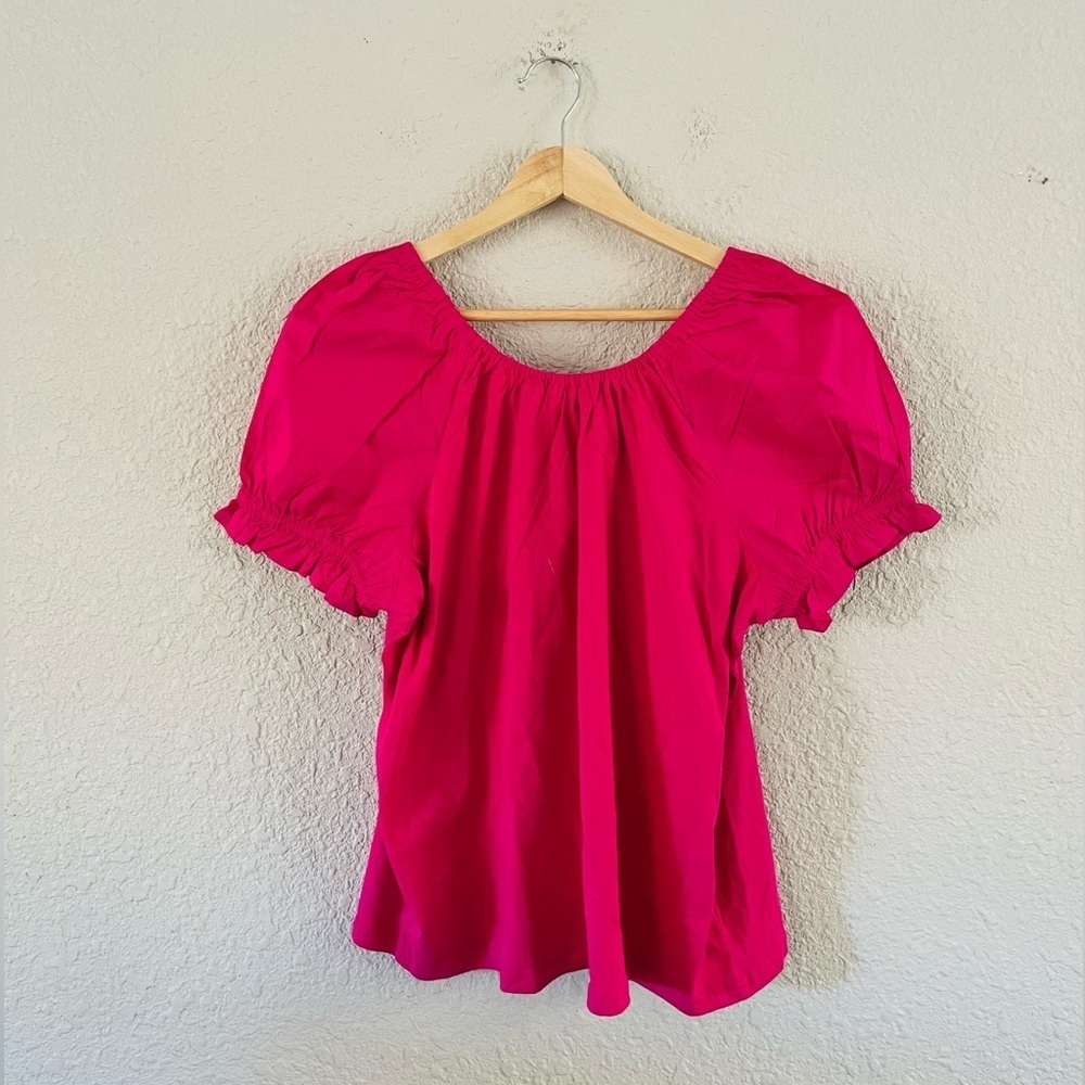 J.Crew Pink Puff Sleeve Tie Back Blouse NWT